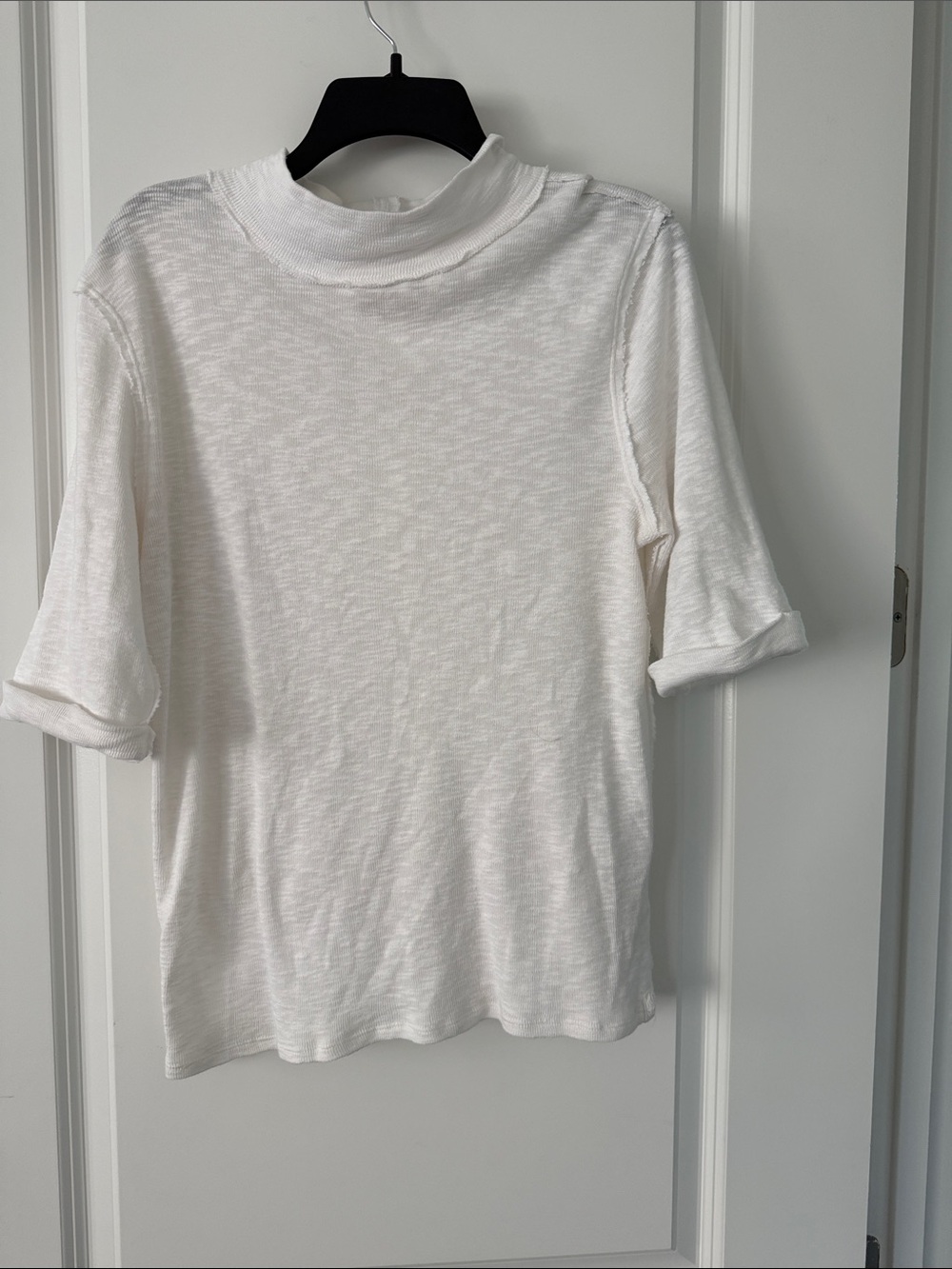 We The Free White Mock Neck Short Sleeve Top